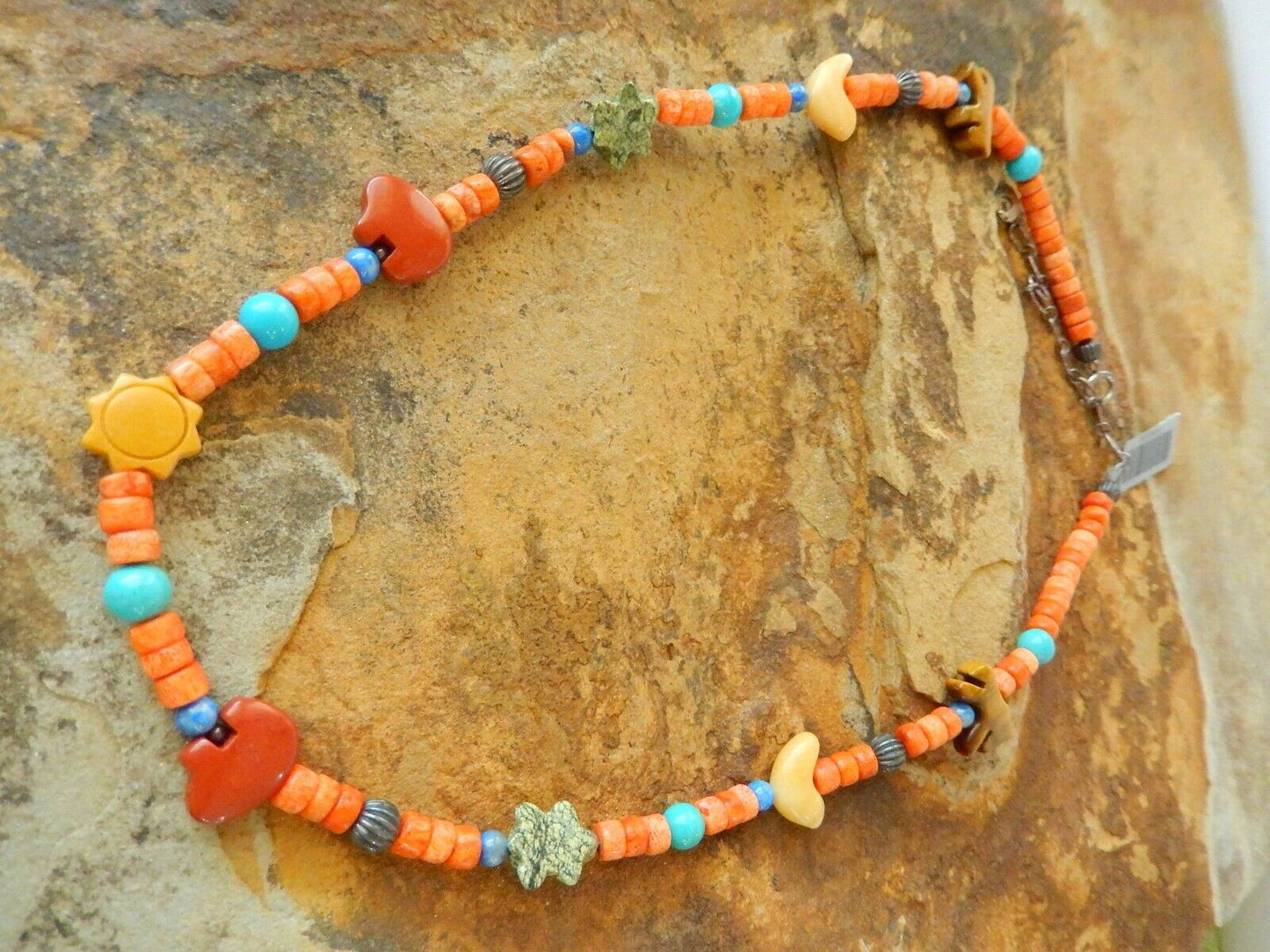 *MINT* Native Amer. Strand Fetish Necklace of Carved Birds & Animals 16" Length