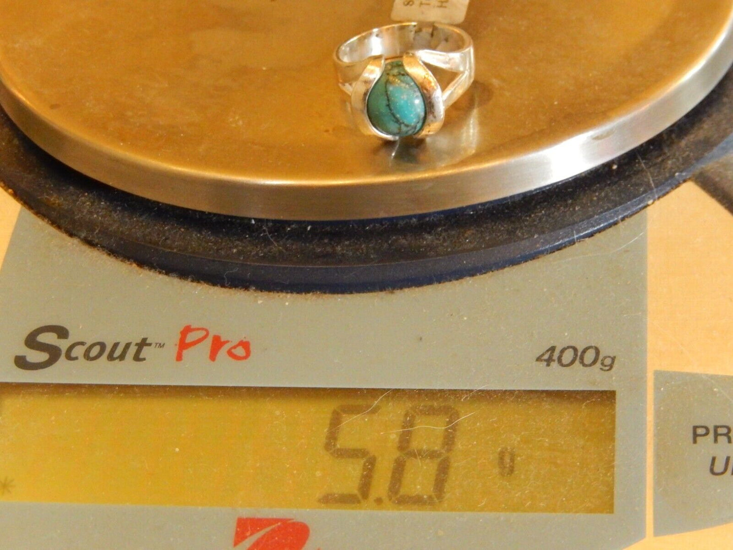 *VINTAGE* Sterling 925 Silver Tension Set Turquoise Ball Ring Size 7