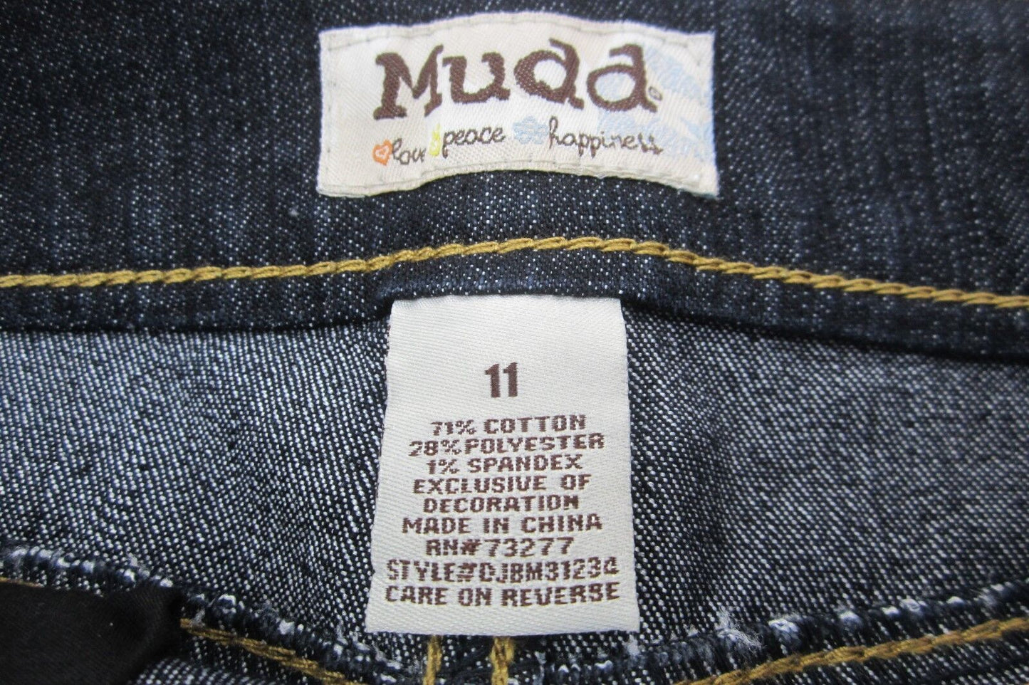NEW! Mudd Dark Denim Gold Sequin Shortie Shorts Distressed Cut Offs Size 11