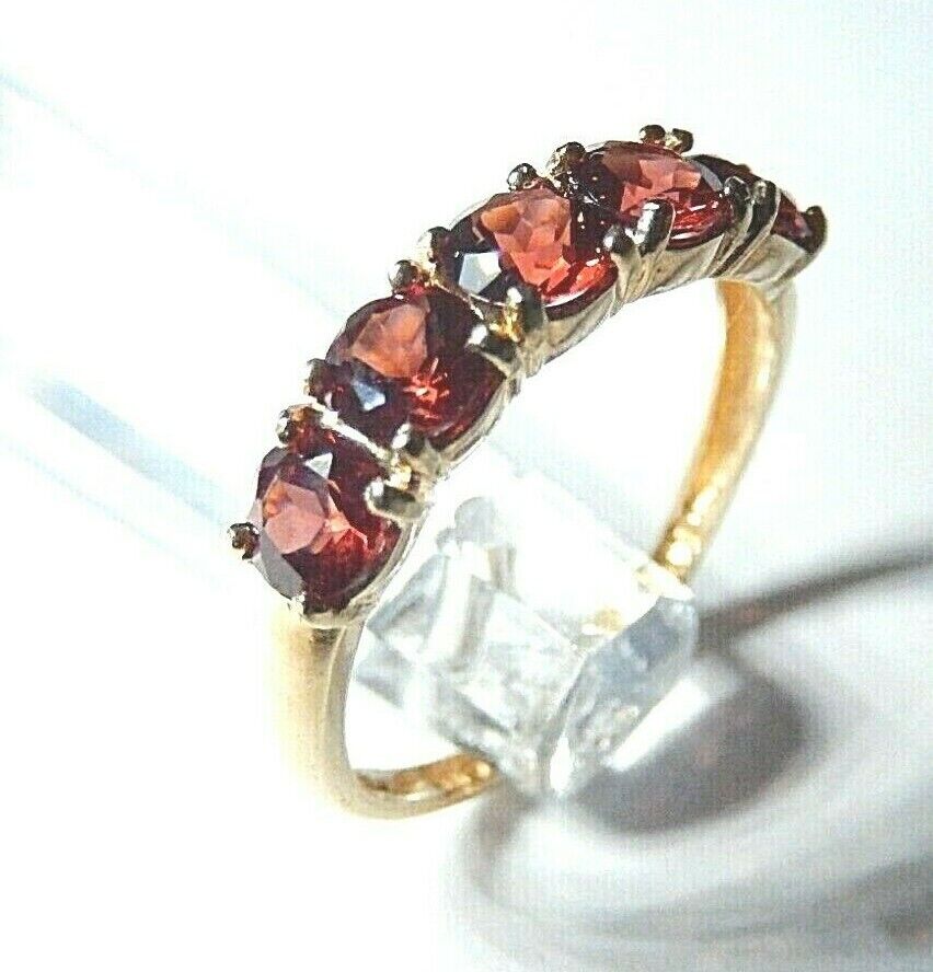 *NEW* 14K YELLOW GOLD 1.50CT ROUND GARNET 5mm BAND RING SIZE 6.75