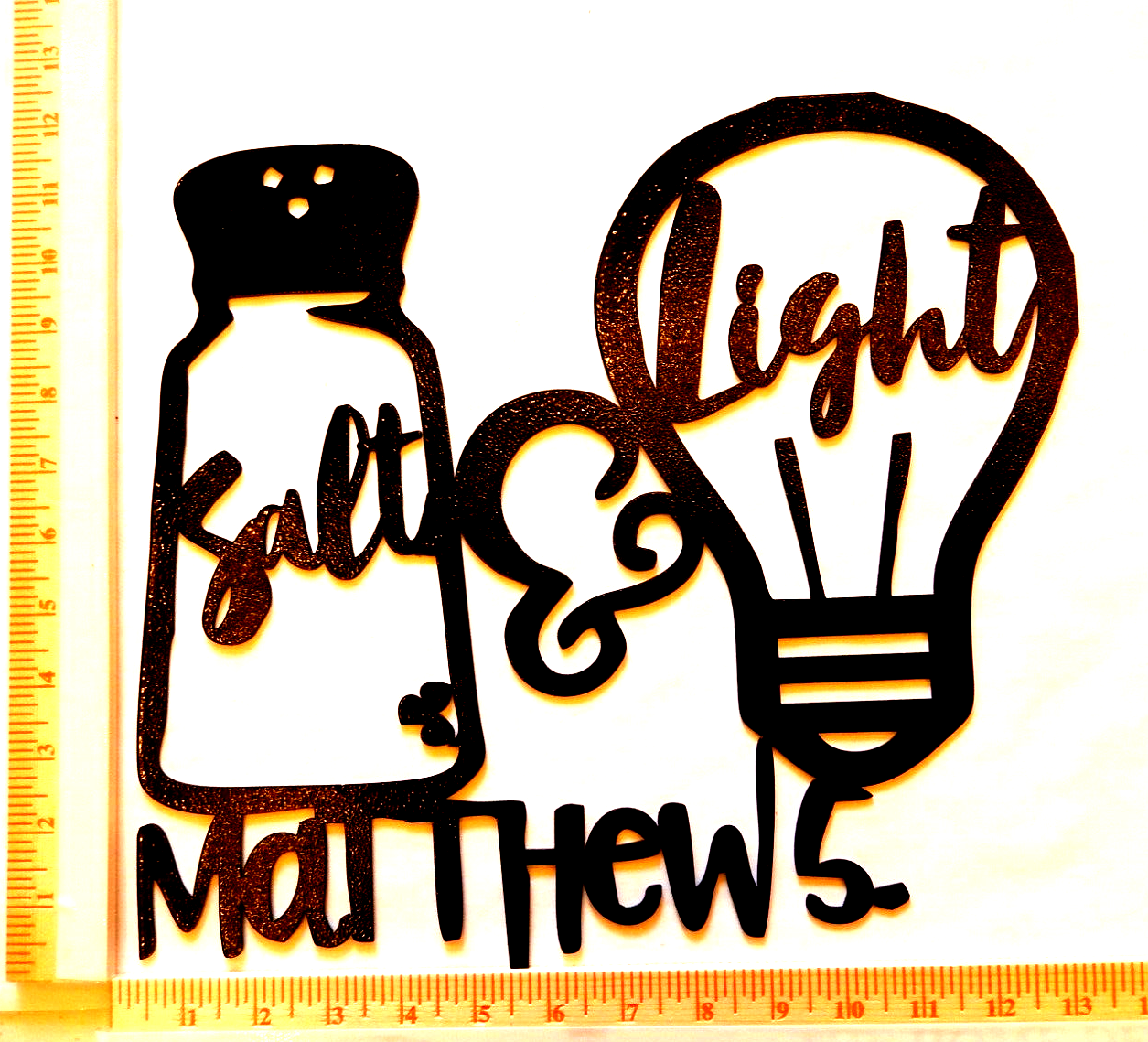 *NEW*14ga. "Salt and Light Matthew 5" Powder Coated Metal Wall Art 13" x 12"