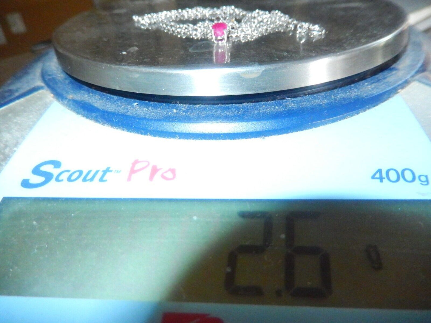 *VINTAGE* 14K White Gold .50CT Natural Ruby & Diamond Pendant w/18"chain