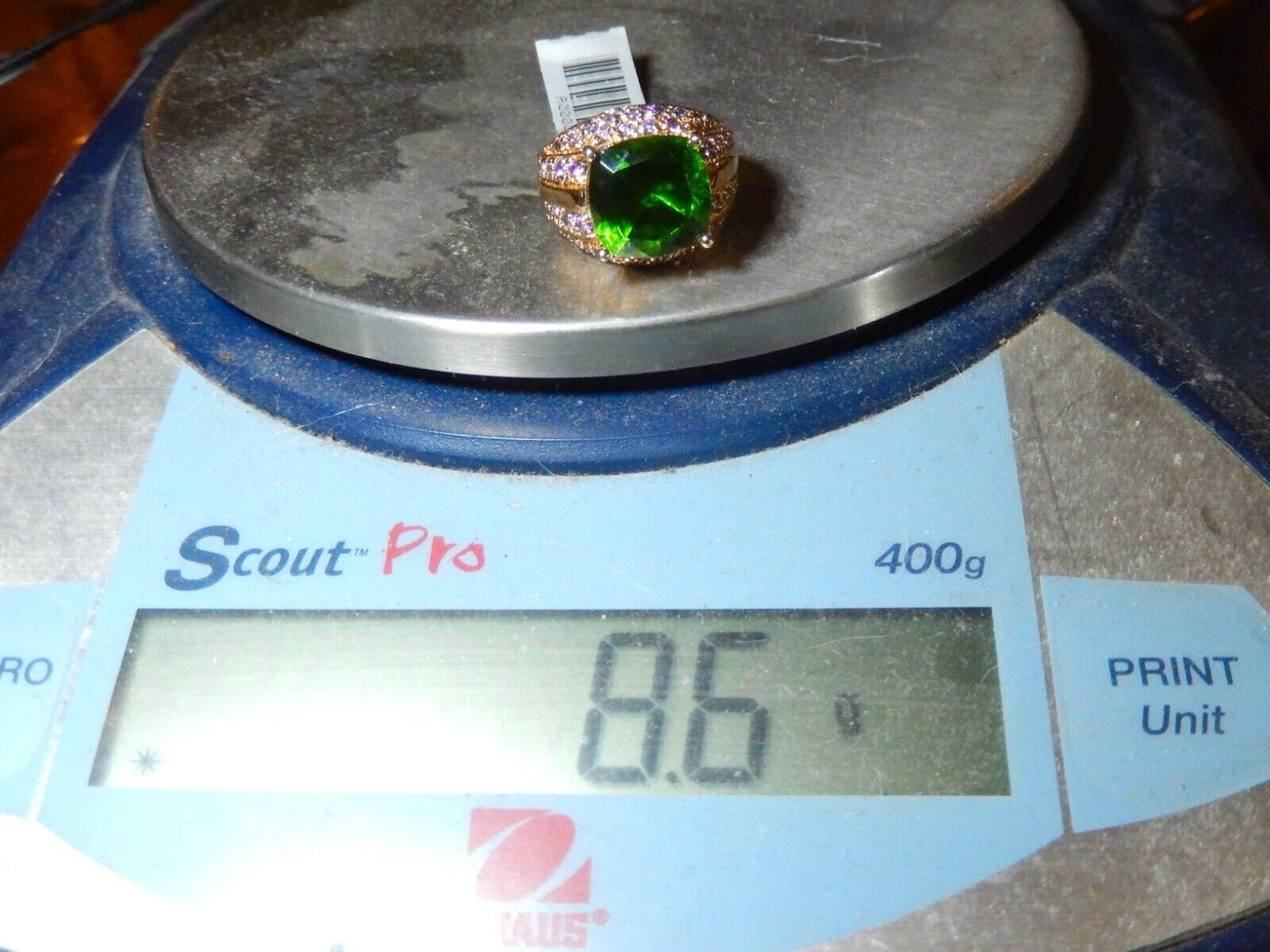 STUNNING LADIES 18K VERMEIL STERLING PERIDOT & AMETHYST LAB DOME RING SZ 7