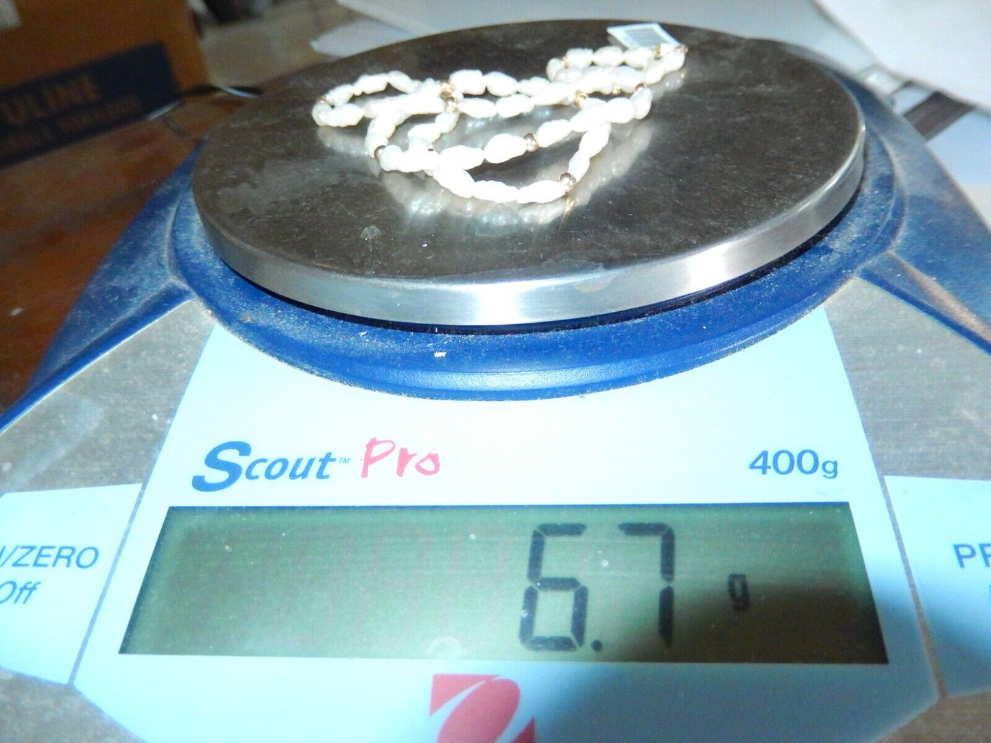 16" Rice PEARL NECKLACE 14K BEADS and CLASP