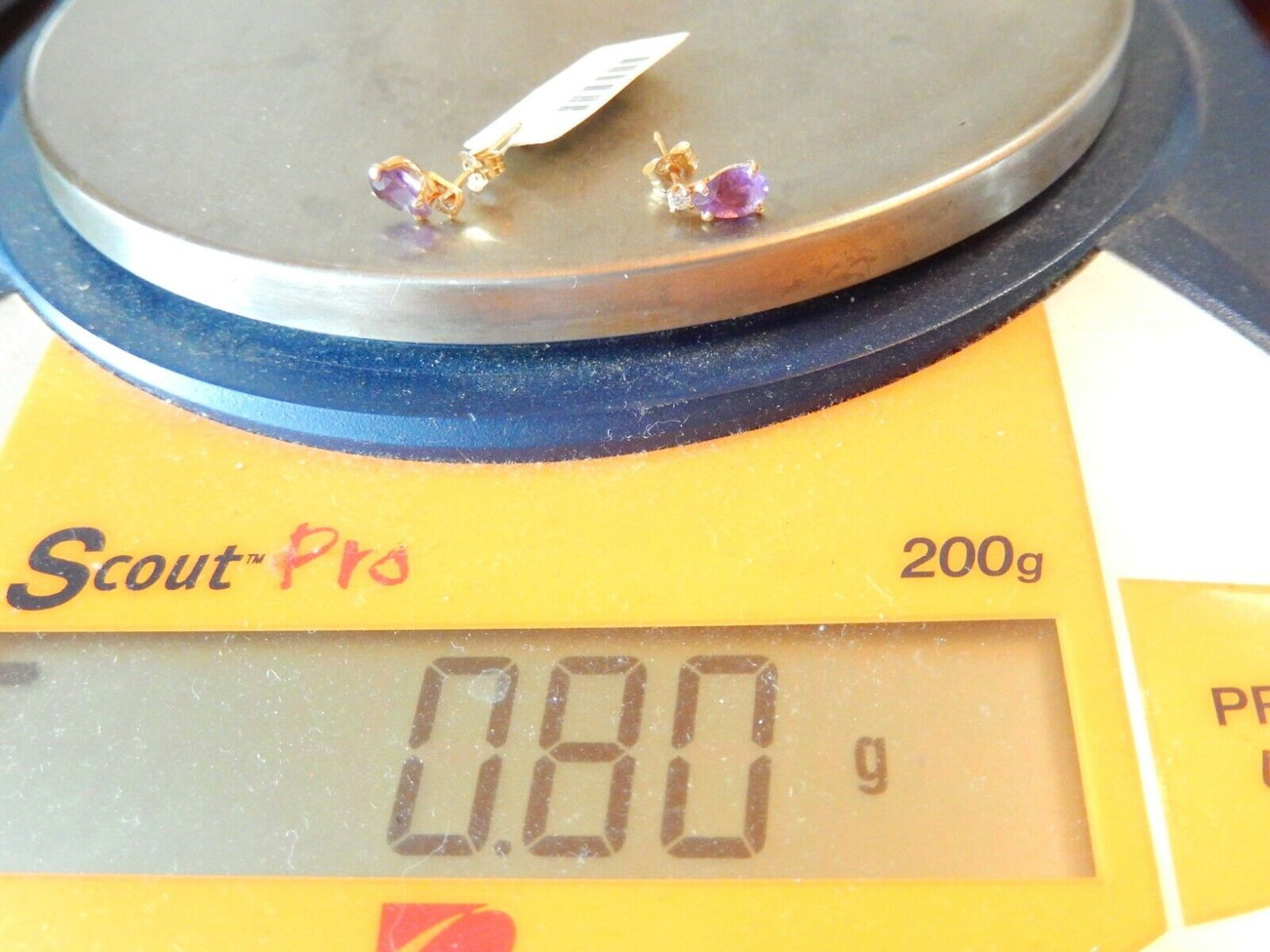 *VINTAGE* 14K Yellow Gold 2/3CT Diamond and Amethyst Earrings