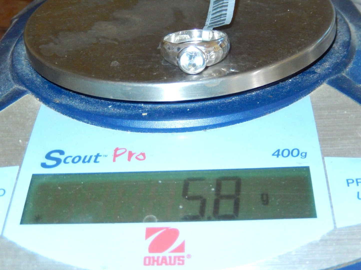 *VINTAGE* ITALY Sterling Silver Hammered Pattern Design 1.25CT CZ Ring SZ 10