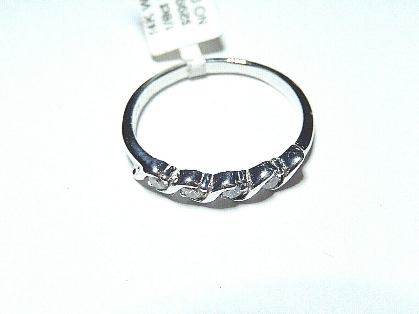 *NWT* 14K White Gold 1/8CT Round Diamond Anniversary Wedding Band Ring Sz 10.5