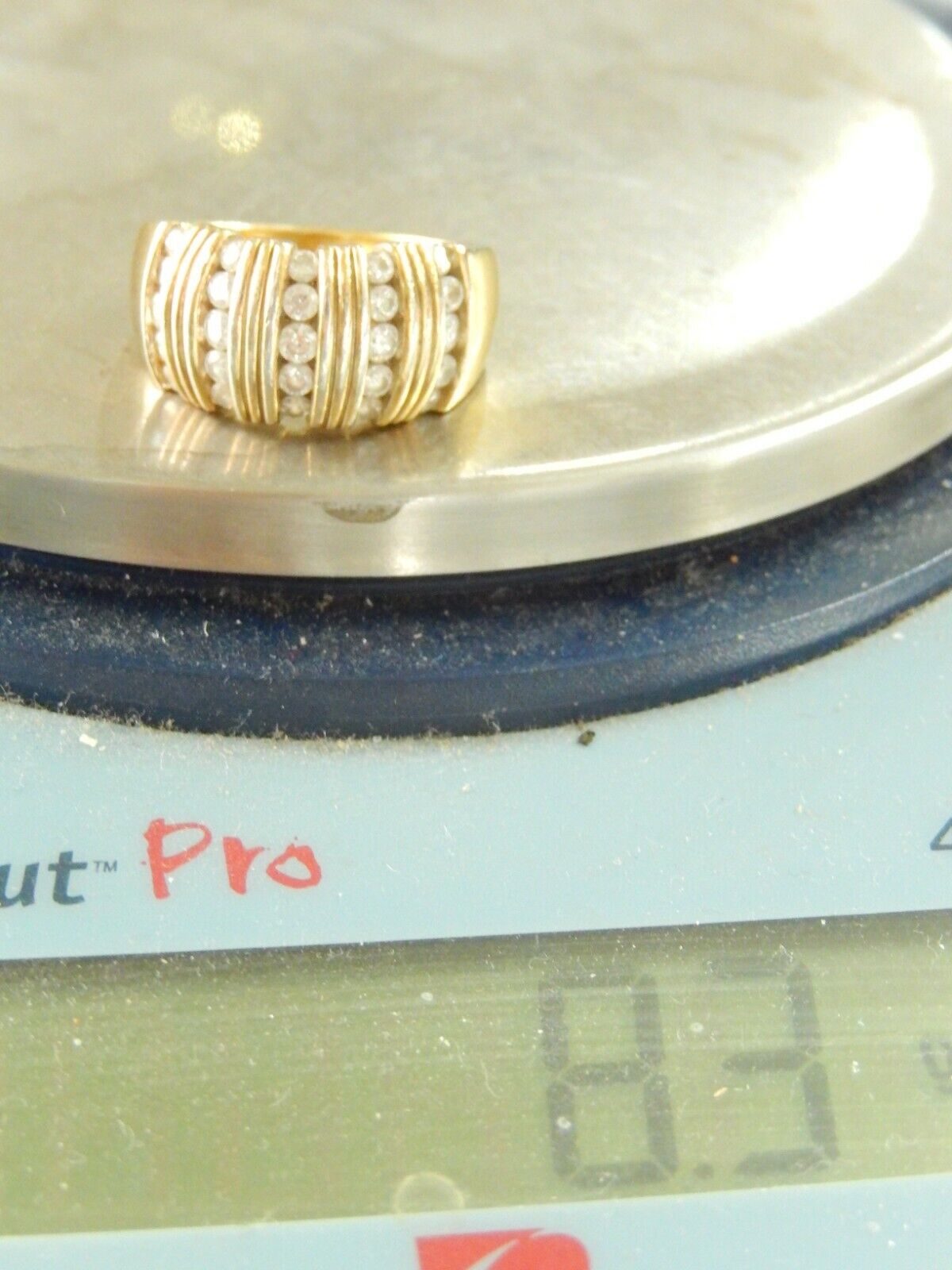 *VINTAGE* 14K Gold Vermeil Sterling CZ Cubic Zirconia Dome Ring Size 9.25