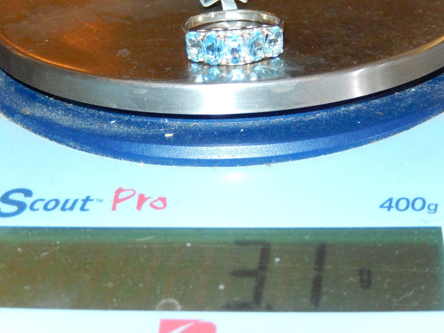 *VINTAGE* 3.00 CT Sterling Silver Blue Topaz Oval 5-Stone Band Ring Size 8.75