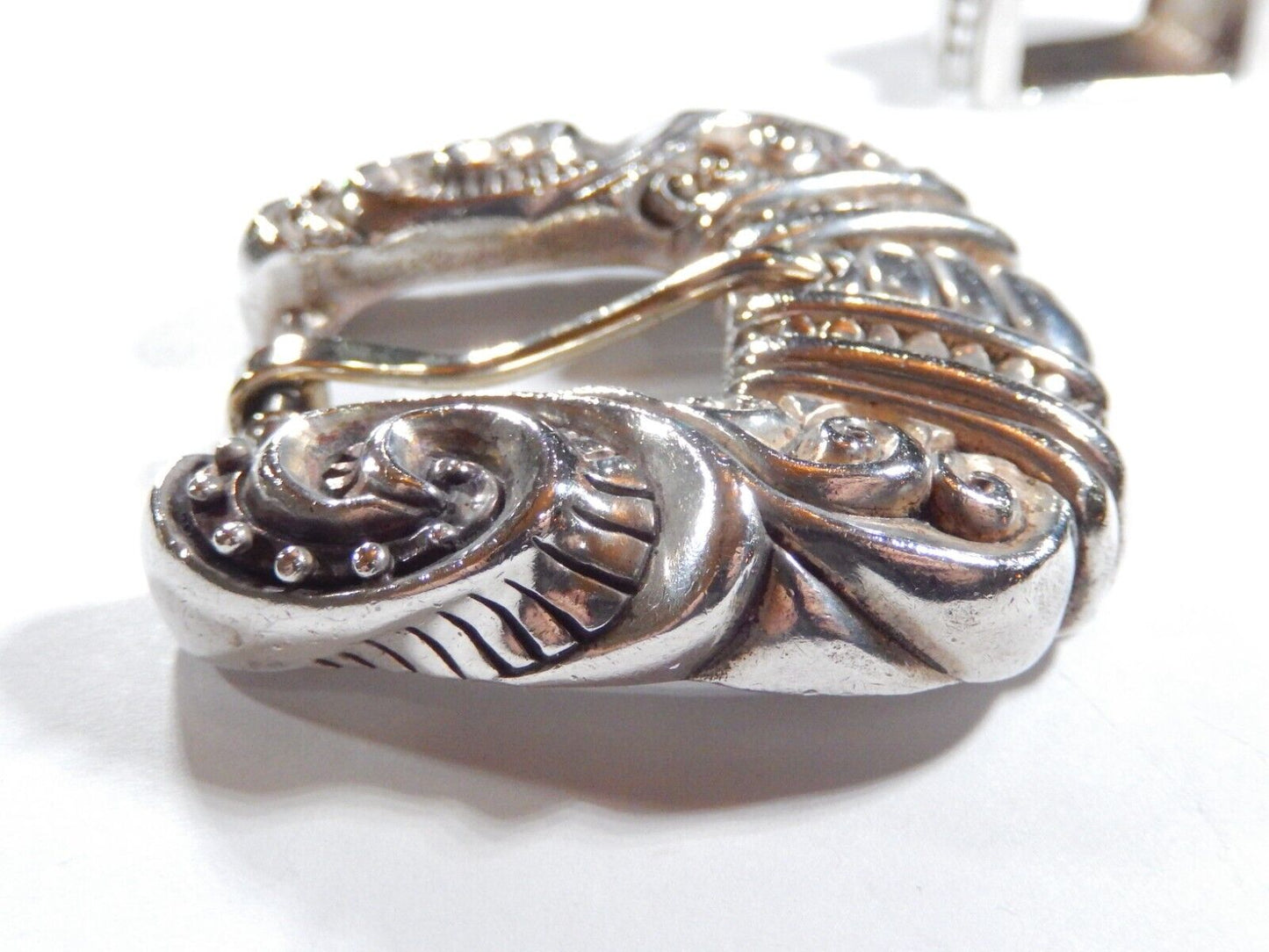 J DEEGAN VINTAGE Sterling Silver 925 belt BUCKLE  KEEPER 138 grams 62mm wide