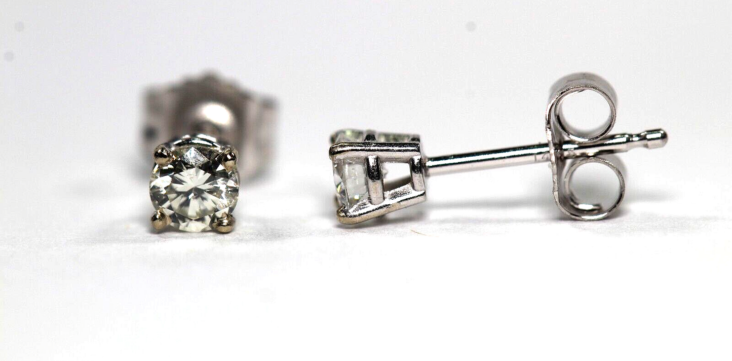 New!! Solid 14K White Gold .36 CT TW Natural Diamond SI-1 / I-J Stud Earrings