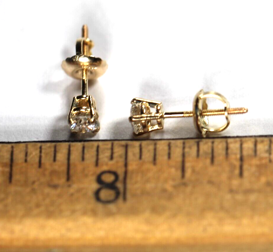 New!! Solid 14KYellow Gold .36 CT TW Natural Diamond I-1 / J-K Stud Earrings