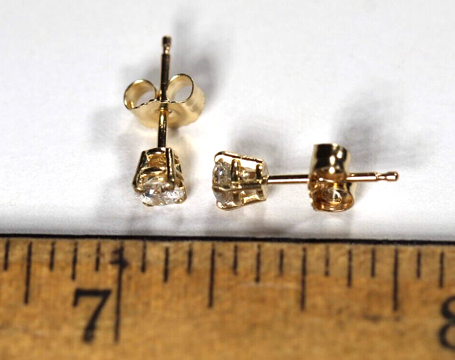 New!! Solid 14KYellow Gold .29 CT TW Natural Diamond SI-2 / J-K Stud Earrings