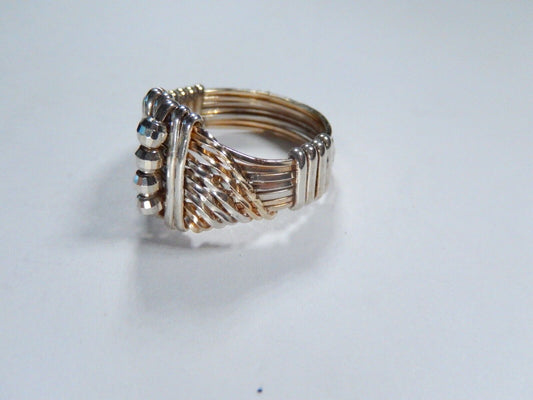 *VINTAGE* ARTISAN Sterling Silver & Gold Tone Wire Wrap Ring Size 6.5