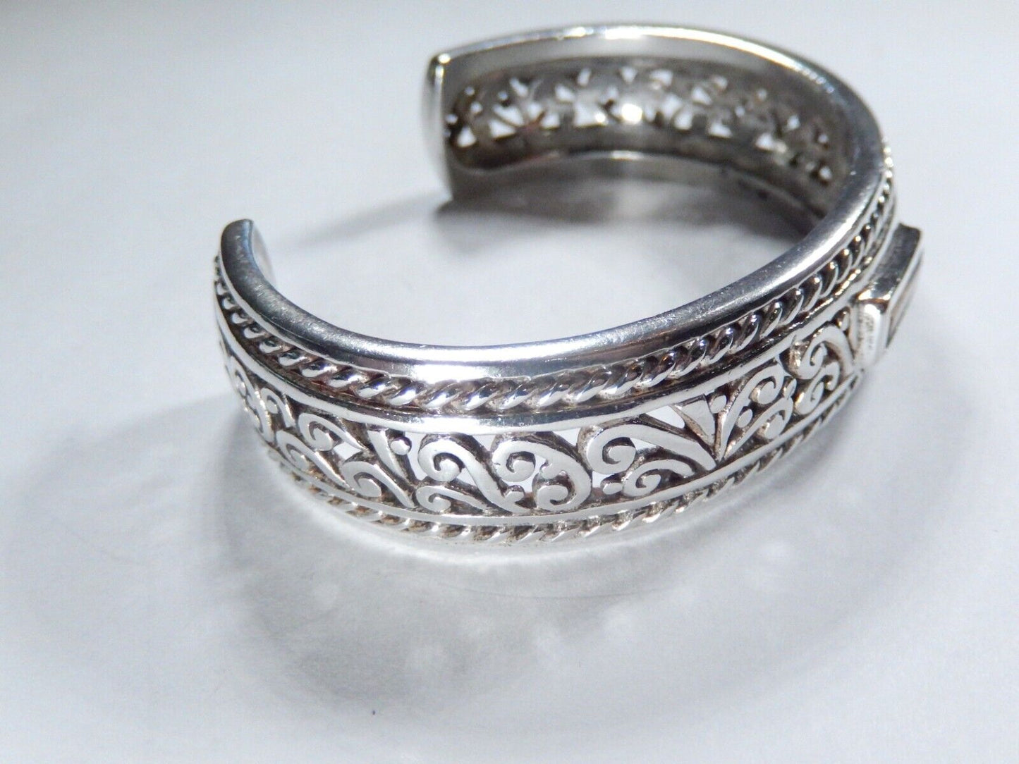 VINTAGE - Signed Barse Sterling Silver 925 Citrine Heavy Cuff Bracelet 56 grams