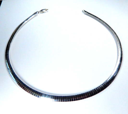 925 Sterling Silver Italian 6mm Omega 16" Chain Choker Necklace Made in Italy