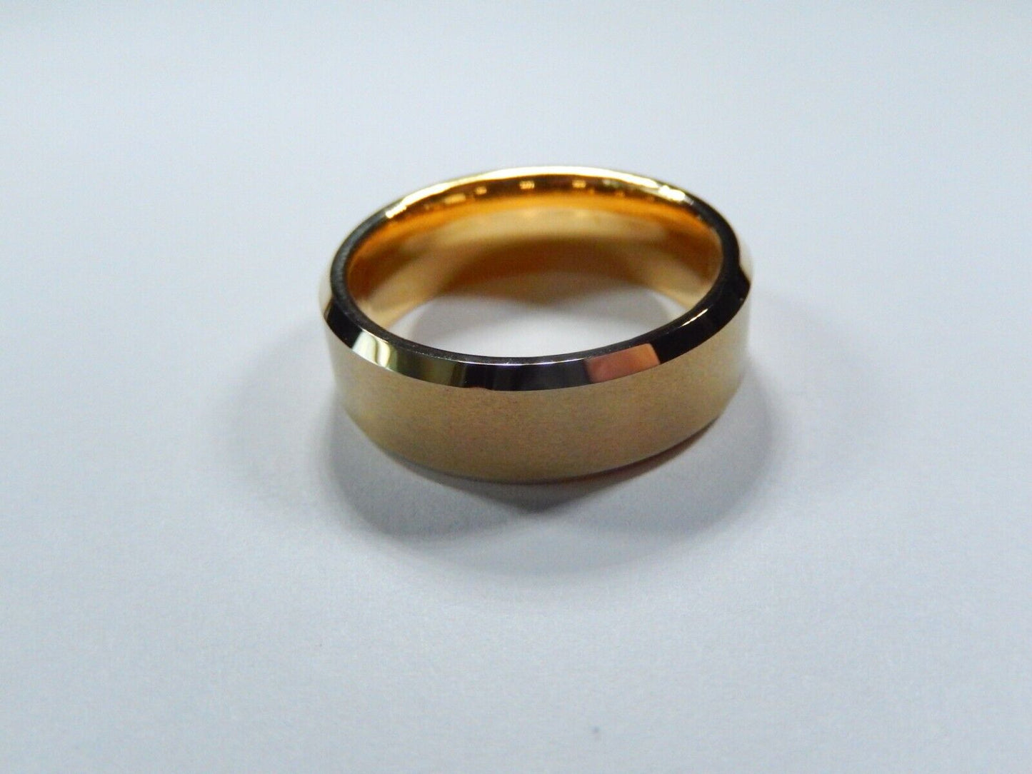 *NEW* Tungsten Gold Finish 8MM Men's / Womens Matte Beveled Wedding Band Sz- 9.5