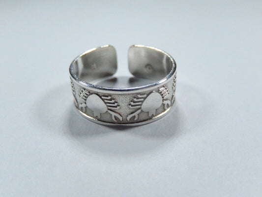 *VINTAGE*  Sterling Silver Crab Cancer Sign Unisex Band Ring Sz 9 Adjustable