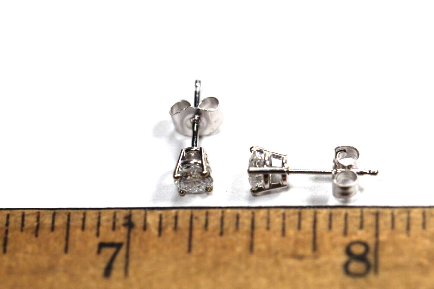 New!! Solid 14K White Gold .40 CT TW Natural Diamond  SI-1 / G-H Stud Earrings