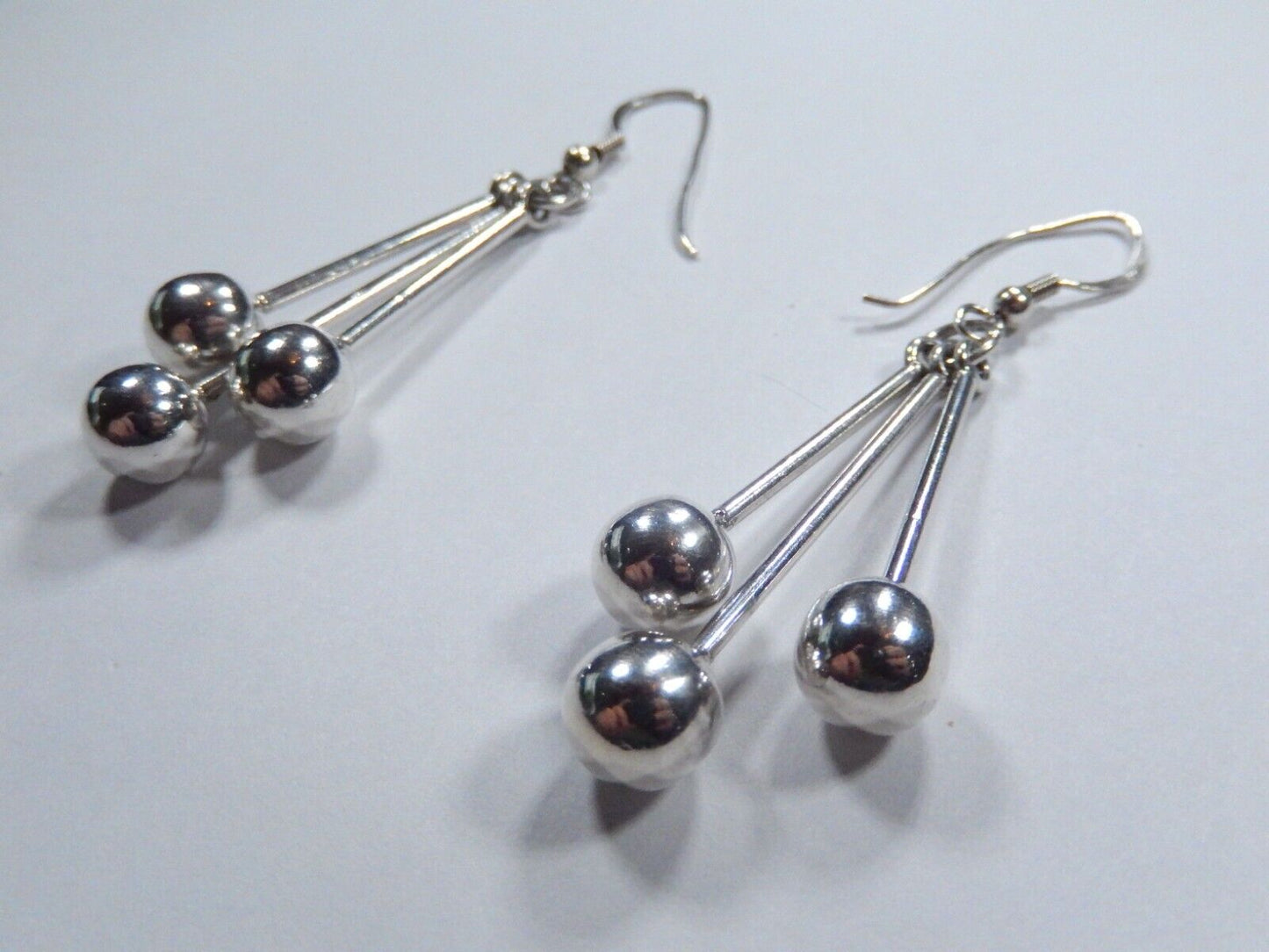 LARGE Handcrafted 925 Sterling Silver Ball Shephard Hook Drop Dangle Earrings