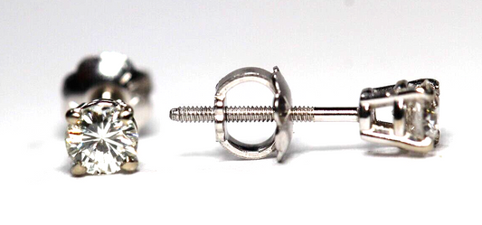 New!!  14K White Gold .29 CT TW Natural Diamond VS-1 / G-H Screw Stud Earrings