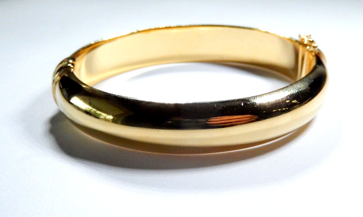 Veronese Italy Sterling Silver Yellow Gold Vermeil Polished Hinged Bangle-7.25"