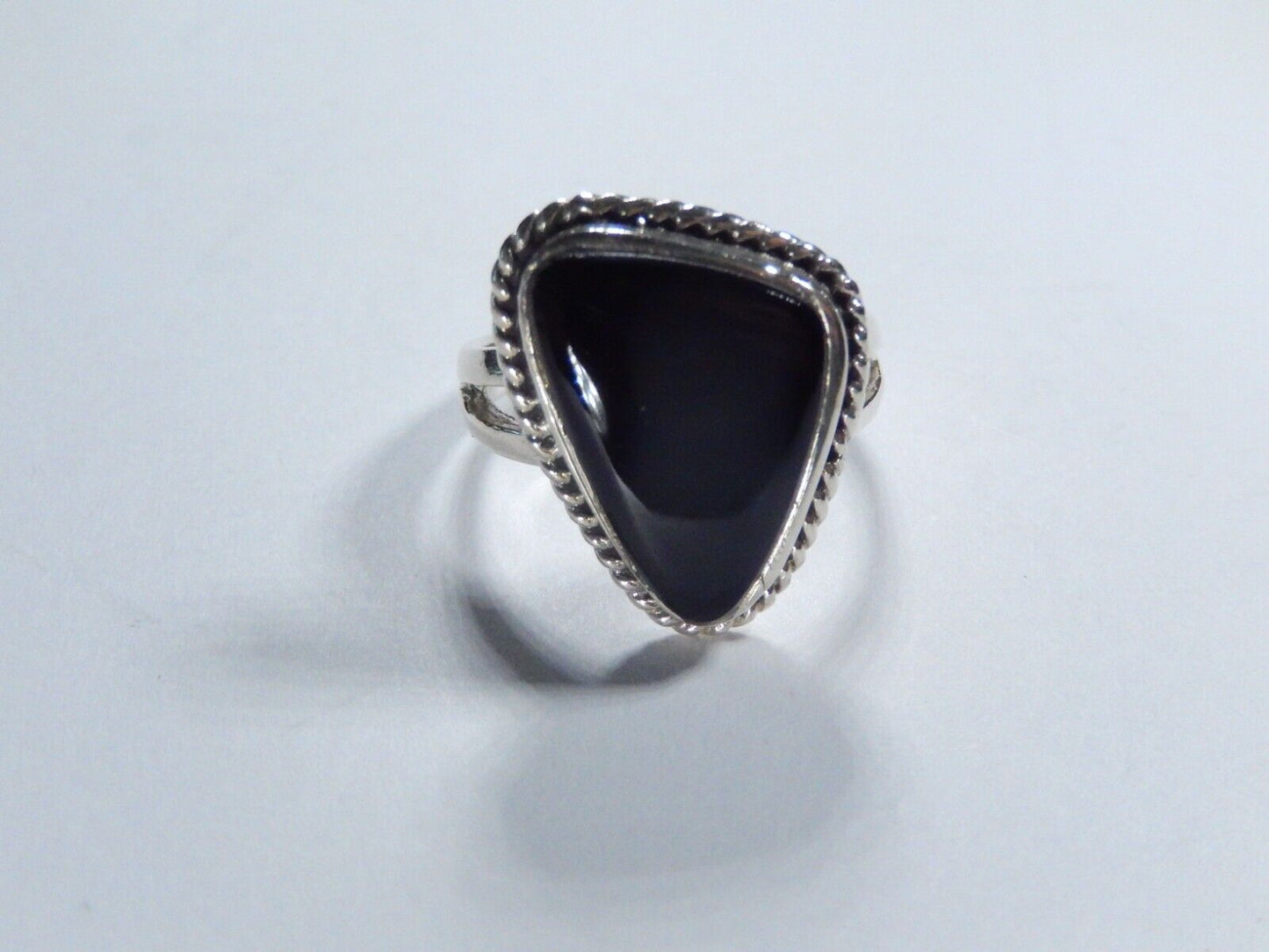 *VINTAGE*  Sterling Silver Southwest Black Onyx Ring  Sz 8.75