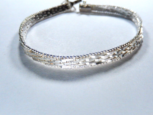 Vintage Italy Thick Sterling Silver Heavy 5.5mm Wide Mesh Bracelet -7"