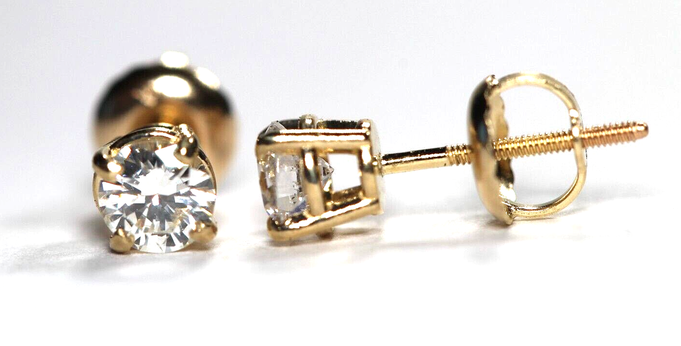 New!! 14KYellow Gold .46 CT TW Natural Diamond VS-1 /G-H ScrewBack Stud Earrings