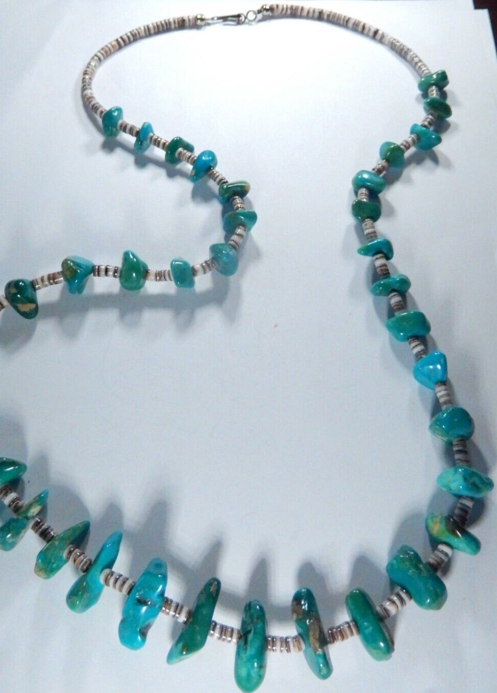 *VINTAGE*  Native American Turquoise Heishi Necklace 85 Grams - 30" Length