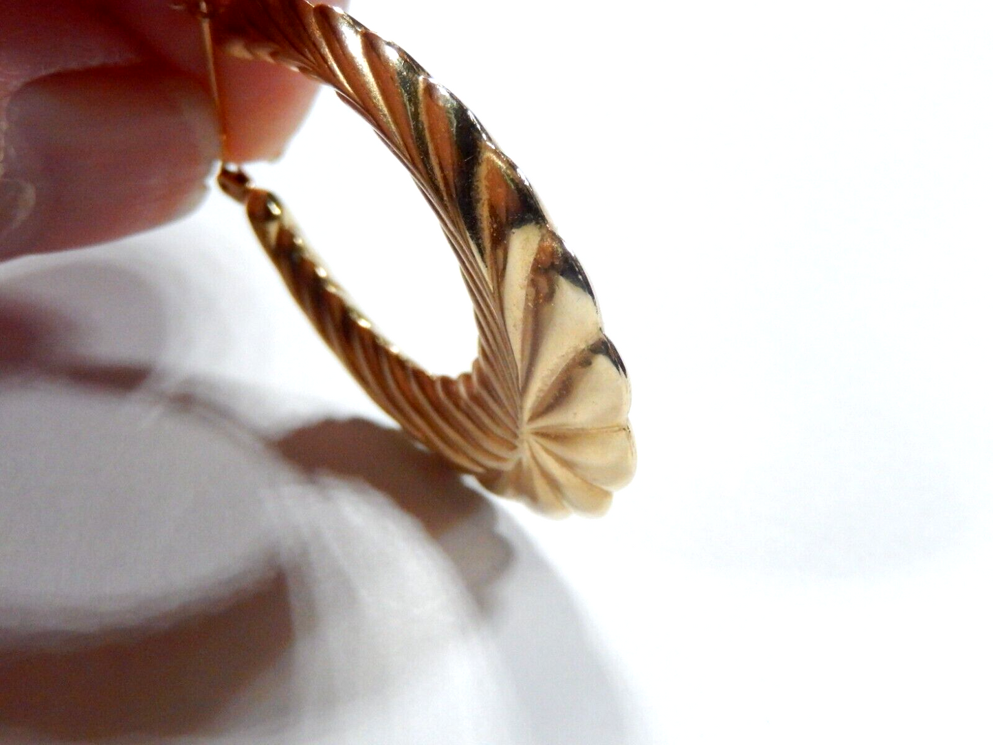 LARGE- Stamped 14K Yellow Gold 43mm x 36mm Oval Puffed Hoop Earrings 6.5 grams