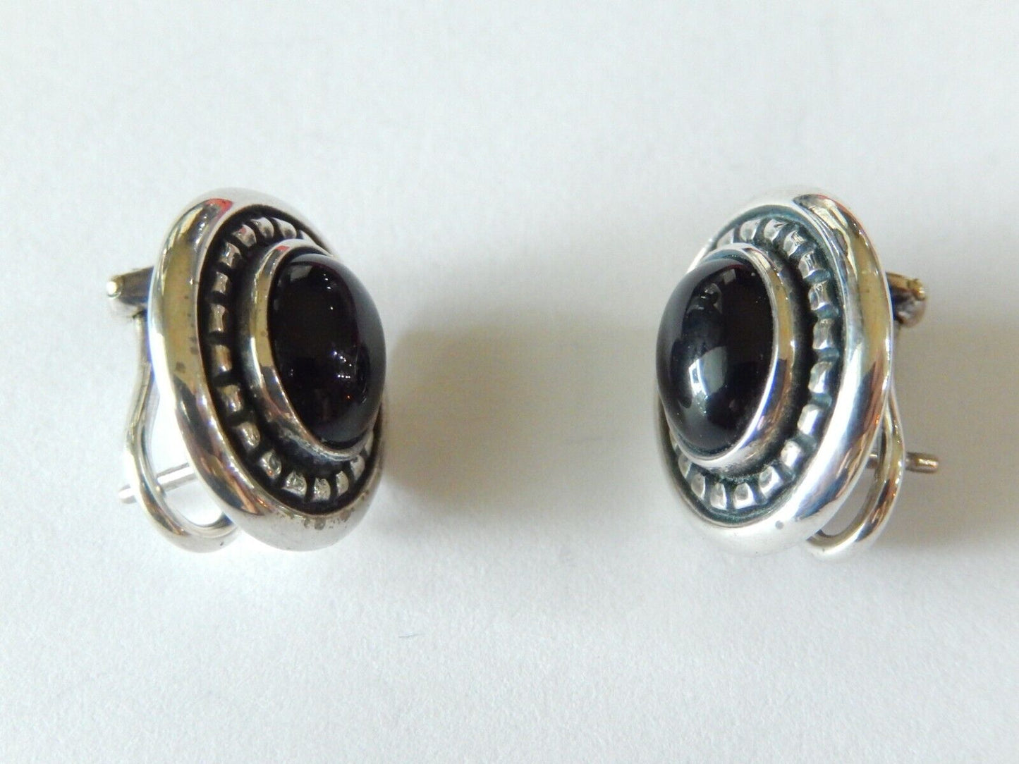 RETIRED JAMES AVERY Sterling Silver Black Onyx Oval Omega Back Earrings