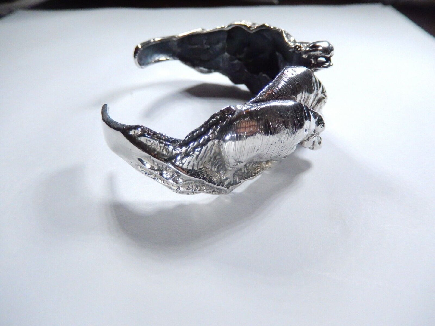 *VINTAGE*  3D Sterling Silver Hippopotamus Cuff Bracelet-53 grams