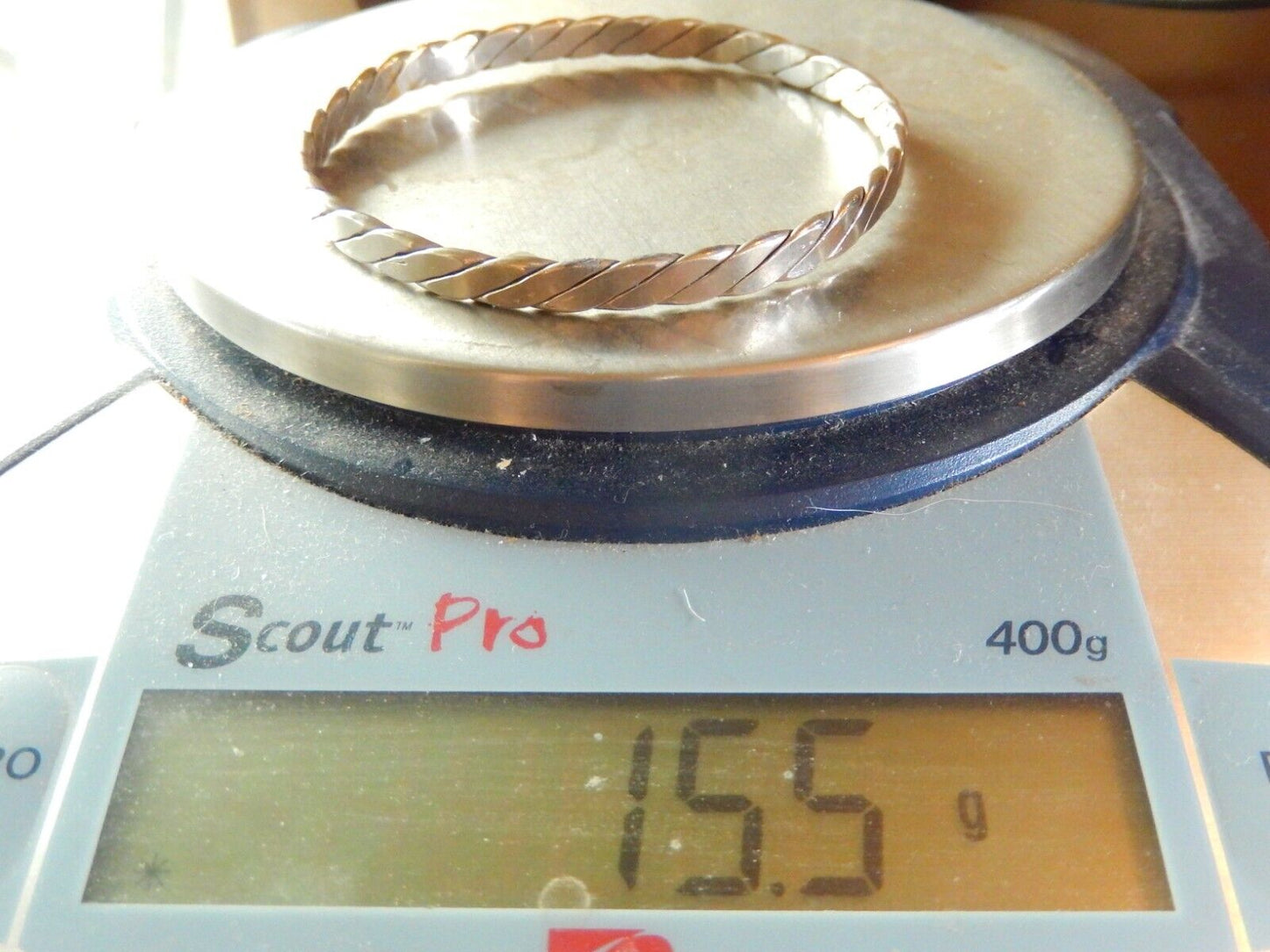 *VINTAGE*  Sterling Silver Handmade Closed Bangle Bracelet 5.75mm Wide -15.5 gm