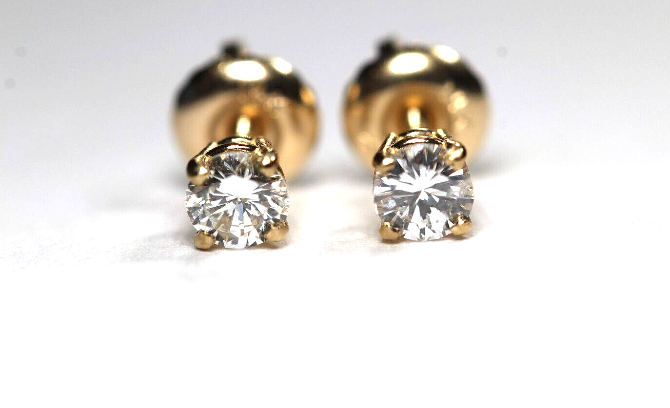 New!! Solid 14KYellow Gold .37 CT TW Natural Diamond VS-1 / L-M Stud Earrings