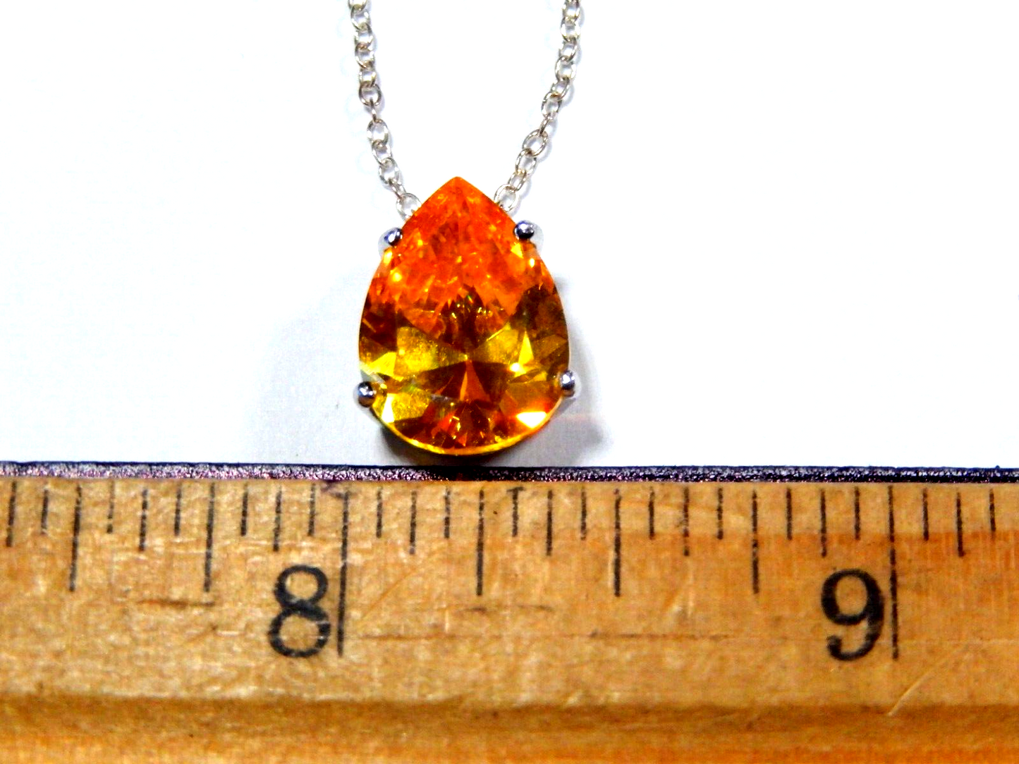 Sterling Silver 60 CT PEAR CITRINE Solitaire Pendant w18 Sterling Chain
