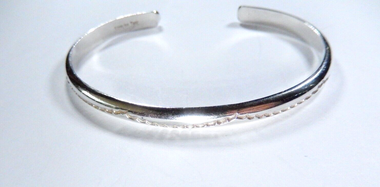 VINTAGE Native American TAHE .925 Sterling Silver Engraved Cuff Bracelet Stamped