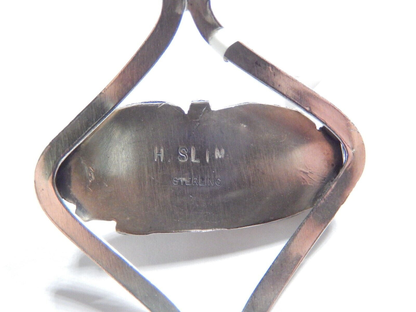 *VINTAGE*  Signed H. SLIM Navajo Native American Cuff Bracelet Sterling Silver
