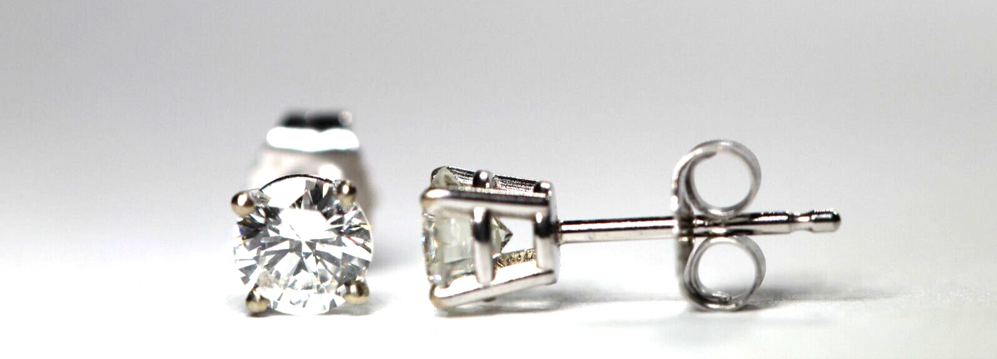 New!! Solid 14K White Gold .70 CT TW Natural Diamond  Stud Earrings