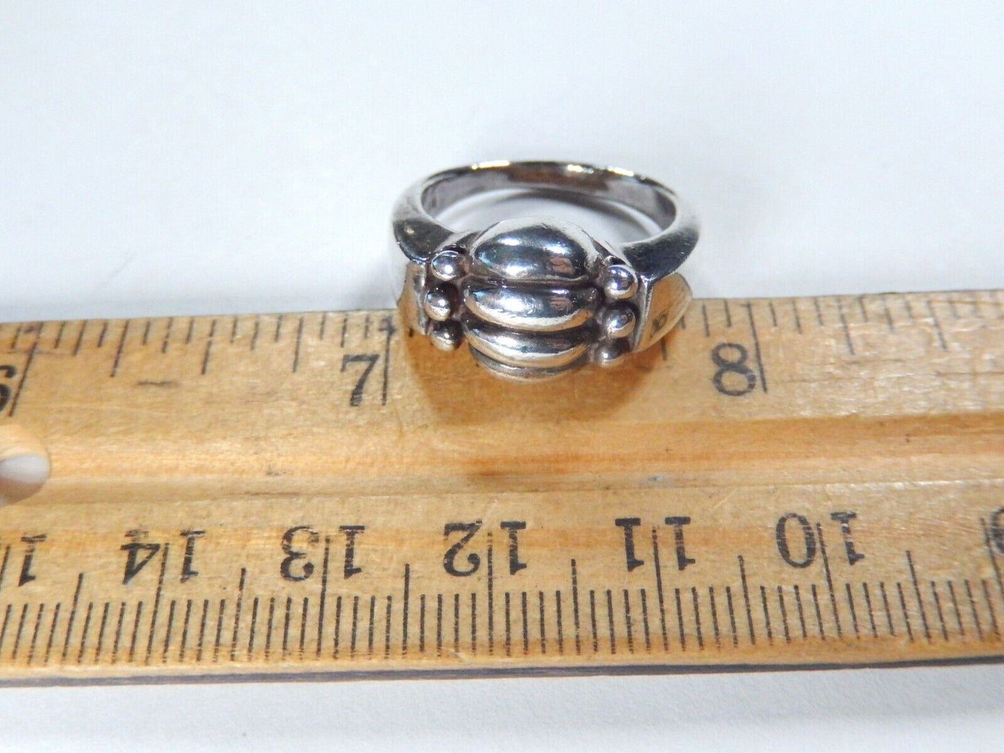 *VINTAGE* Heavy Sterling Silver Shrimp Dome Design Ring 925 Size 8