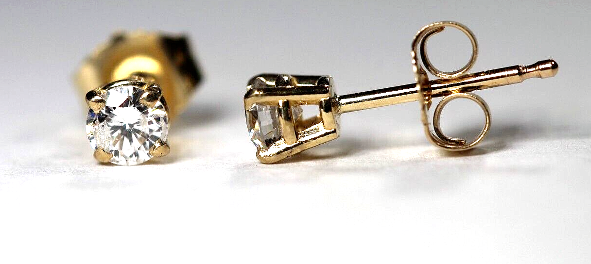 New!! Solid 14KYellow Gold .38 CT TW Natural Diamond SI-2 / J-K Stud Earrings