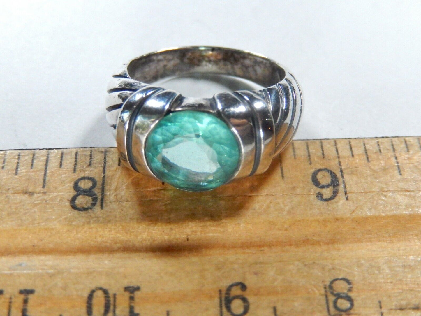 *VINTAGE*  Sterling Silver 2.50 CT Round Blue Topaz Ring size 7