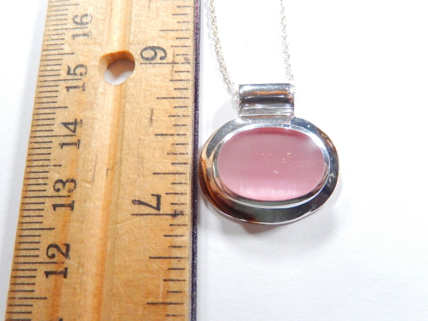 Genuine 925 Sterling Silver Dazzling Pink Chalcedony Pendant w/18" Ster. Chain
