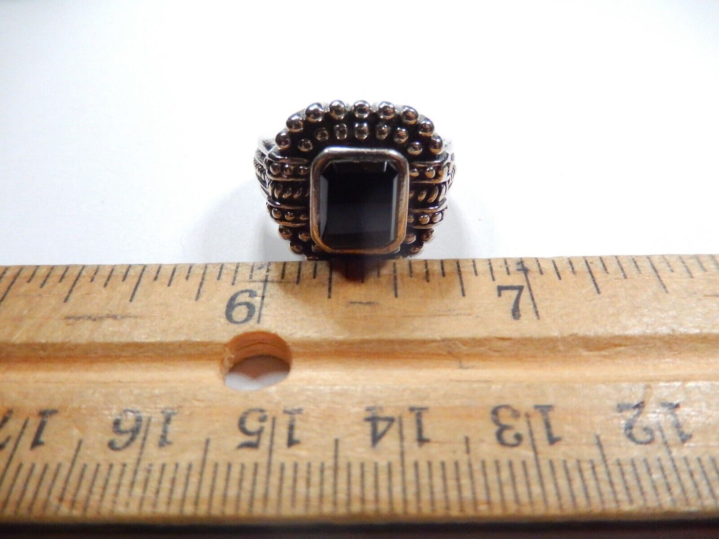 VINTAGE Heavy Sterling Silver Black Onyx Ring Size 6 Signed NF 925 Thailand