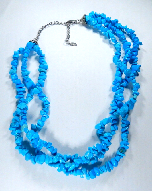 Vintage ESMOR Three Strand Turquoise Nuggets Necklace 16” - 18”