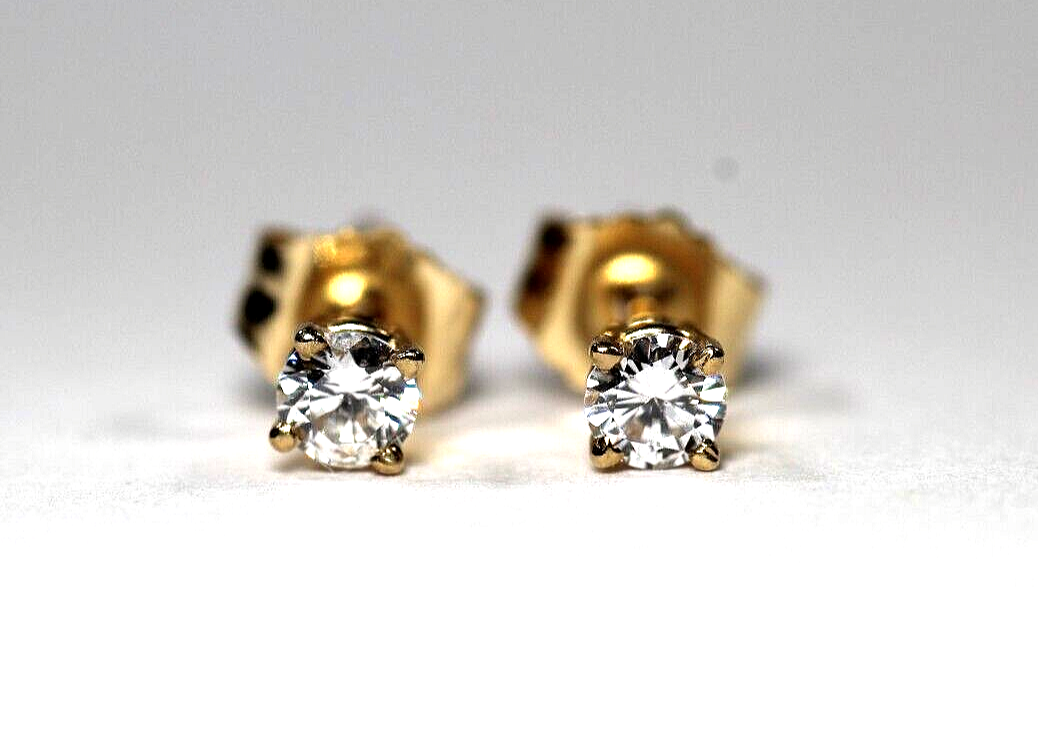 *New!! Solid 14K Yellow Gold .23 CT TW Natural Diamond VS-1 / G-H Stud Earrings