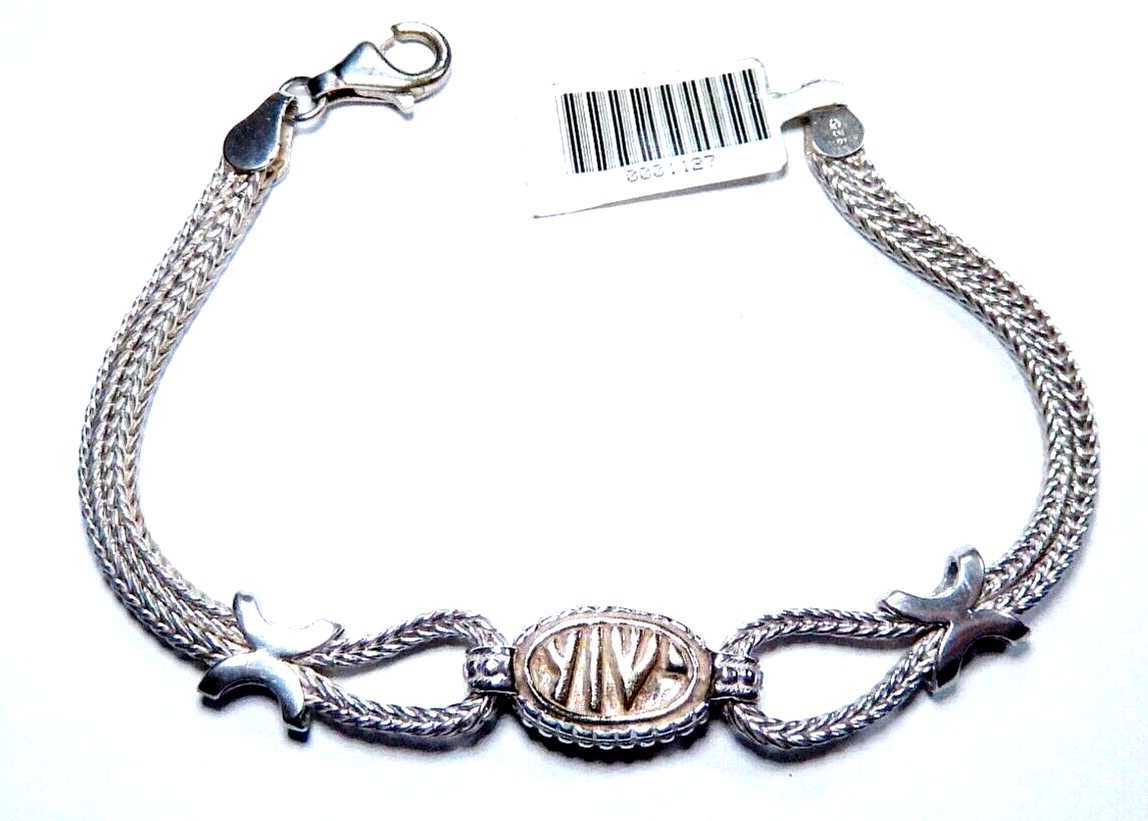 VINTAGE -  14K gold YIW accent w/ sterling silver 925 wheat chain Bracelet 7"