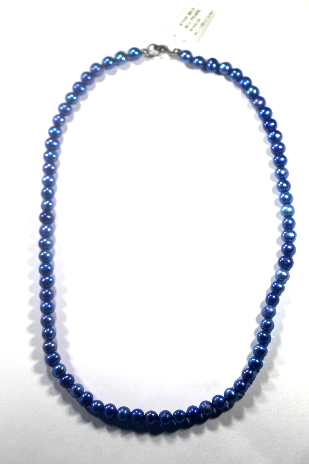 *NWT* 6 mm Blue Freshwater Cultured Pearl Necklace Dyed w/ Sterling Silver Clasp