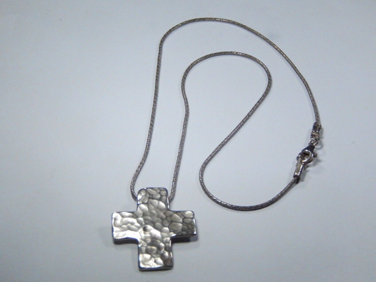 SILPADA  925 (1.25" X 1") HAMMERED CROSS PENDANT ON 18" SNAKE CHAIN NECKLACE