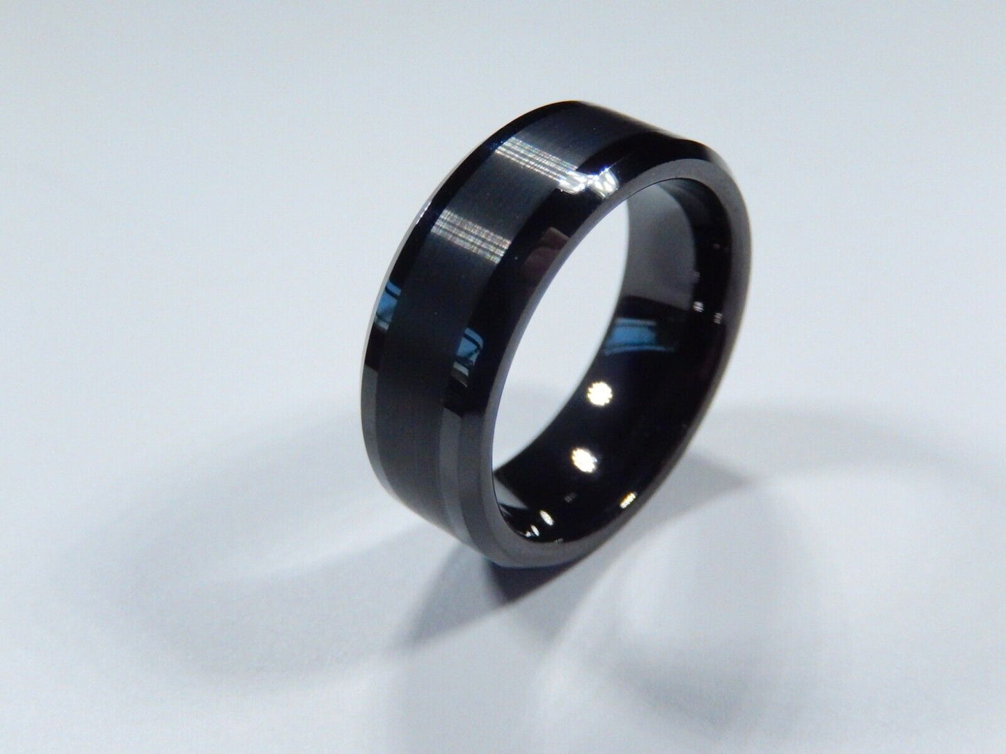 *NEW* 8mm Tungsten Carbide Black Brushed Comfort Fit Wedding Band Sz 9